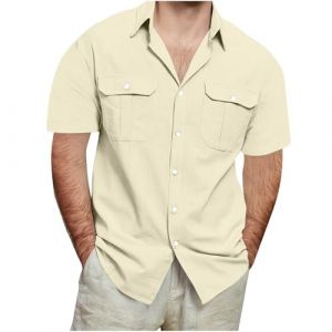 Chemise en Lin Homme Manches Longues Été Coton Chemises Henley Shirt de Couleur Unie Leger Respirant Casual de Plage Chemise en Lin Marron Foncé avec Manches Longues Col Mao Homme Respirant Haut Tops (⭐⭐⭐⭐⭐AEGJEGVD⭐⭐⭐⭐⭐, neuf)