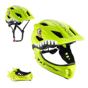 ROCKBROS Casque BMX d'enfant, Casques Int&eacute;gral V&eacute;lo VTT, Casque Complet pour Gar&ccedil;on Fille Anti-Choc Menton Protection D&eacute;tachable Vert Mat S (RockBrosbike, neuf)