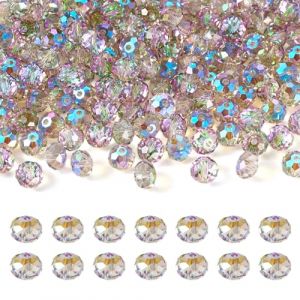 Crafans Lot de 200 perles de verre &agrave; facettes de 8 mm transparentes en cristal plaqu&eacute; arc-en-ciel, grosses perles d'espacement en vrac pour la fabrication de bijoux, vert citron (Crafans, neuf)