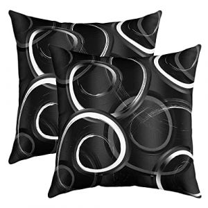 Homemissing G&eacute;om&eacute;trie Lot De 2 Taies d'oreillers 55x55cm pour Canap&eacute; Lit G&eacute;om&eacute;trique Cercle Taie Oreiller D&eacute;cor Housse de Coussin Modern R&eacute;sum&eacute; Art Gris Blanc Noir Housse Coussin Inserts Non Inclus (Bofanshangmao, neuf)