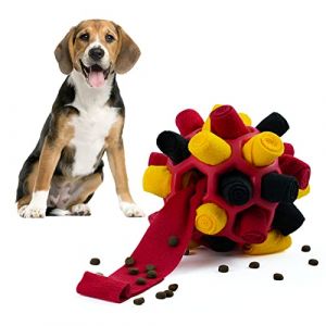 Larimuer Balle à renifler pour Chien, Jouet à renifler interactif pour Chien, Jouet Portable pour Petit Chien de Taille Moyenne(Noir Rouge doré) (KTS-EU, neuf)