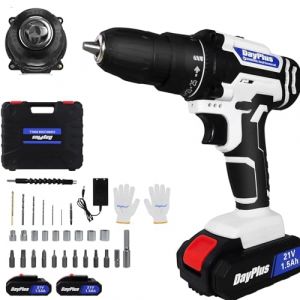 Perceuse Visseuse Sans Fil 21V, Visseuse Devisseuse avec 2batteries & Chargeur, 45N.m Perceuse Percussion, 25+1 Réglages de Couple, 2Vitesses, 26 Accessoires, LED, Perceuse Visseuse pour la Bricolage (SAINUO LIGHT, neuf)