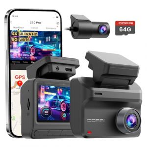 DDPAI Dashcam Voiture, 4K + 1080P Dashcam Voiture Avant Arrière, Carte 64 Go Gratuite, Écran IPS 3", WiFi 6 5GHz, GPS, Vision Nocturne AI-ISP, Prise en Charge 4G LTE, Mode Stationnement 48H, Z50 Pro (DDPAI Technology, neuf)