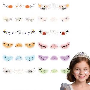 Ruwshuuk D&eacute;calcomanies Visage Halloween | 12 Autocollants Cartoon Taches de Rousseur Halloween - Accessoire D&eacute;coratif F&ecirc;te Cosplay Dessin Anim&eacute; pour &Acirc;ges Anniversaire D&eacute;guisement (cratilent, neuf)