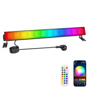 CREATESTAR RGB LED Projecteur Exterieur 30W, Projecteur LED RGB Barres avec Application Bluetooth et 2.4G T&eacute;l&eacute;commande, &Eacute;tanche IP66 Spot LED rgb pour Bar F&ecirc;te Jardin (CREATESTAR-EU, neuf)