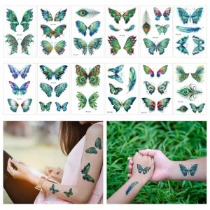 HICOHAND Tatouage temporaire autocollant, 12 feuilles de tatouage temporaire papillon, faux tatouages pour femmes et filles, autocollants de tatouage créatifs et amovibles, longue durée. (HICOHAND FR, neuf)