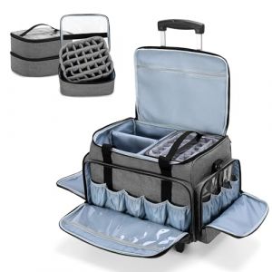Luxja Sac Organisateur à Roulettes de Vernis à Ongles pour 90 Bouteilles et une Lampe à Ongles, Sac pour Rangement Vernis à Ongle avec Chariot Détachable, Étui pour Vernis à Ongles, Gris (SILIDE EU, neuf)