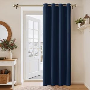 PONY DANCE Rideaux Salon Occultants pour Maison D&eacute;coration, Thermique Draperies &agrave; Oeillets Lumineux Bloquer Anti Chaleur Froid, 140 cm Largeur sur 220 Hauteur, Bleu Fonc&eacute;, 1 Pc (RYB HOME EU, neuf)