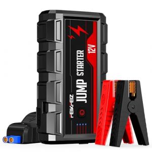 FEIKFEIZ Booster Batterie, 6000A Jump Starter, Démarrage de Voiture (Tout Gaz ou 10,0 L Diesel), avec Lamp LED,Charge QC3.0. (ES-KFT-EUR, neuf)