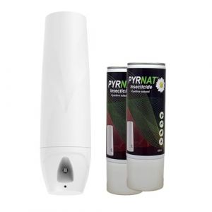 Insecticide à Base de Pyrèthre Naturel en Aérosol 2x400ml, Avec Diffuseur Automatique Murale, Anti-mouches, Moustiques, Punaise de Lit Efficace contre les insectes volants et rampants. (5) (APRODOM, neuf)