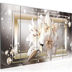 Runa Art Tableau mural XXL Lis Fleurs 200 x 80 cm Marron Beige 5 Parties - 021755a (Runa Art GmbH, neuf)