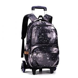 ANSIEDIO Sac à Dos avec Roulettes Cartable a Roulette Scolaire Voyage Enfant Fille Garçon 6 Roues (Ciel étoilé Noir) (ANSIEDIO, neuf)