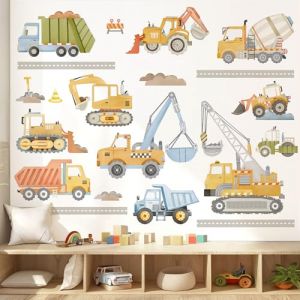 wondever Stickers Muraux Construction V&eacute;hicules Autocollants Muraux Mural Stickers Voiture Tracteur Camions pour Chambre B&eacute;b&eacute; Gar&ccedil;on Salle de Jeux B&eacute;b&eacute; P&eacute;pini&egrave;re (Wondever EU, neuf)