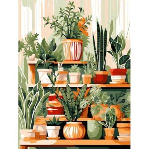 HEIBAGO Paysage Peinture par numéros pour Adultes, Kit de Peinture à l'huile sur Toile par numéro pour Débutants, Peinture à l'huile DIY Verdure pour la Décoration de la Maison,30X40cm (JINYULIANG, neuf)