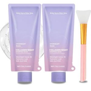Collagen Night Wrapping Mask, Masque Collagène Visage Korean, Collagen Overnight Wrapping Peel Off Facial Mask Pack, Korean Skin Care Collagen Night Wrapping Mask, Masque Collagene Visage (2PC) (xiaxiappa99, neuf)