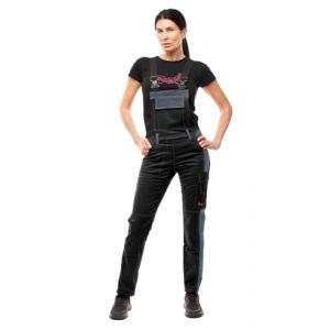 strongAnt Salopette Femme Strong Cotton Stretch avec poches pour coussinets de genoux – Salopette pour le travail et la construction – Noir-Gris, 36 (StrongAnt, neuf)