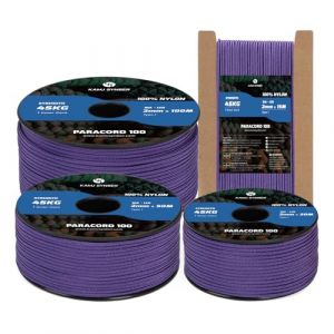Kamu Synber 2mm Paracorde 30M 100% Nylon 1 Brin Parachute Corde Type I pour Bracelet, Survie, Extérieure, Camping | Supporte 250kg | Violet (Kamu Synber, neuf)