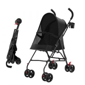 OHMG Poussette pliante pour chiens,Poussette pour chiens et chats,4 roues,Poussette portable pour animaux domestiques,Légère,Pratique,Amovible,jusqu'à 15 kg (jusiZL, neuf)