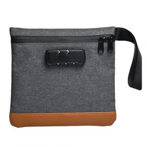 Sac de s&eacute;curit&eacute; anti-odeurs coffre-fort portable sac &eacute;tanche avec serrure pochette portefeuille anti-odeurs avec cadenas &agrave; combinaison porte-documents tirelire bo&icirc;te verrouillable (Gris 20 x 18,8 cm) (lianghengdianzi, neuf)