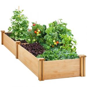 Yaheetech Carr&eacute; Potager en Bois Bac Potager Sur&eacute;lev&eacute; Potager Ext&eacute;rieur/Int&eacute;rieur Bac &agrave; Fleurs L&eacute;gumes pour Jardin Cour Serre Terrasse 245,5 cm L x 62,5 cm l x 27 cm H Brun Clair (Yahee365, neuf)