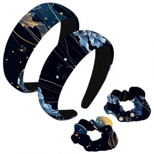 etoenbrc Lot de 2 bandeaux larges et chouchous en polyester pour femme, motif méduses bleues, serre-tête tendance antidérapant pour filles et femmes, accessoires de cheveux (GZYHHTY, neuf)