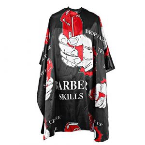 Tablier de Salon de Coiffure de Coupe de Cheveux Robe de Coiffure Wrap Cape de Coiffure, Tablier de Protection de Coloration de Cheveux de Teinture de Cheveux Professionnel 160 X 140 Cm(le noir) (Kireina-eu, neuf)