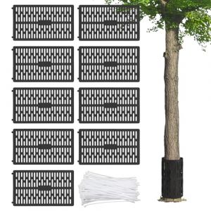 CPROSP 9 Pièces Protection de Tronc d'arbre 33 * 20cm, Protection Autour des Arbres en Plastique Taille Réglable, pour la Protection Contre Les Animaux et Les Tondeuses à Gazon, Noir. (CPROSP, neuf)