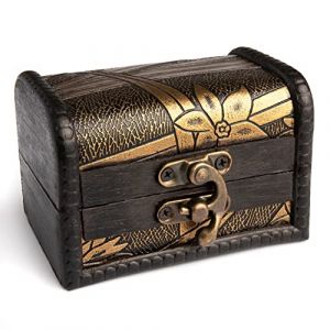 EL CORDON ROJO Petite boîte en bois avec couvercle, coffre au trésor, boîte à bijoux en bois, coffre en bois, porte-alliances, boîte avec cadenas 9,5 x 6,5 x 6,5 cm (Noir) (ElCordónRojo, neuf)