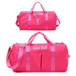 LINMQIU Sac de Sport personnalis&eacute;,Sac de Sport brod&eacute; personnalis&eacute; pour Femmes/Hommes,Sac de Voyage avec Personnalisation Recto Verso et Poches s&eacute;par&eacute;es pour Articles secs et humides-Rose Vif (QIUFENGSHANGMAO, neuf)