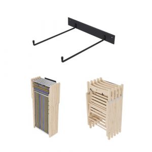 QLS Support mural en acier pour chaises de jardin pliantes - Noir (QLShandels, neuf)