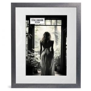 Stallmann Design Cadre photo avec passe-partout 80 x 80 cm (photo 60 x 60 cm) - Couleur : acier - Baguette de cadre de 30 mm d'&eacute;paisseur (Stallmann Design, neuf)