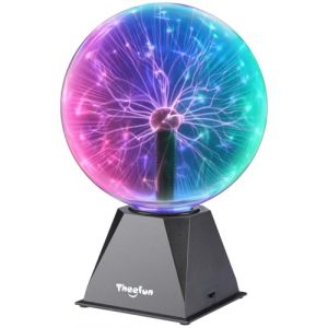 Theefun Lampe Plasma 8 Pouces, Boule Plasma Magique Interactive Touch et Son Globe Plasma &Eacute;ducatif de Physique, Lampe D&eacute;corative pour F&ecirc;tes, Anniversaire et Ambiance(Multicolore) (TSMART, neuf)