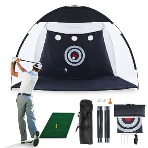 CLIPOP Filet d'entra&icirc;nement de golf avec poches pour cibles, 1 tapis de gazon de golf, 2 balles de golf, 1 tee de golf et sac de transport pour int&eacute;rieur et ext&eacute;rieur, maison, sports de jardin, 3 x (CLIPOP, neuf)