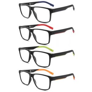 MODFANS 4 Paire de Lunettes de Lecture 3.0 Homme Anti Lumiere Bleue - Lunettes Loupe Monture Legere,Lunettes de Vue Branches a Ressort (MODFANS-US EYEWEAR, neuf)