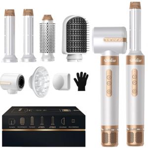 UKLISS Seche Cheveux Professionnel 7 en 1, Brosse Soufflante Air Styler Set avec Auto-Wrap Boucleur a Cheveux, Dffuseur Seche Cheveux, Brosse Chauffante Brushing, Brosse Lissante pour Cheveux (ukliss beauty, neuf)