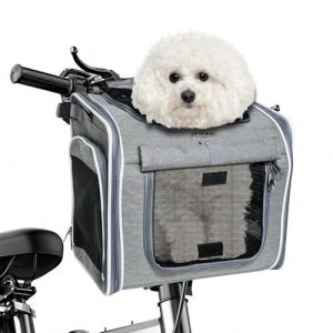 Panier de vélo avant pour chien 4 en 1 - Extensible - Panier de vélo pour chien jusqu'à 7 kg - Avec coussin, sac à dos de transport pour animaux de compagnie avec 4 portes ouvertes et 4 fenêtres en (Lieberwell, neuf)