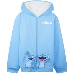 Disney Stitch Sweat à Capuche Fille et Ado 6-14 Ans, Sweat Zippé Sherpa Chaud Bleu, Hoodie Kawaii Cosy Cadeau Fille Hiver (7-8 Ans, Bleu Stitch) (Get Trend., neuf)