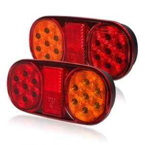 Yuanjoy 2 Pièces Feux Arrière Remorque, IP67 12 V/24 V Super Lumineux Étanche Clignotants Stop Marche Arrière Anti-Brouillard Réflecteur pour Remorque, Camion, Caravane, Van, Tracteur (Yuanjoy, neuf)