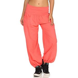 Malito Femme Pantalone n Tissu Aladin Pantalon Bouffant Baggy Boyfriend 17633 (Corail) (malito-shop, neuf)