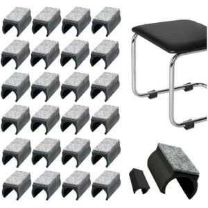 24 Pi&egrave;ces Patin de Chaise en Forme de U Pieds de Chaise en Plastique Patin Chaise de Table en Forme de U Patin de Glissement avec Patins en Feutre pour Chaise en Porte-&agrave;-Faux (Noir,25mm) (SHAIYOU, neuf)