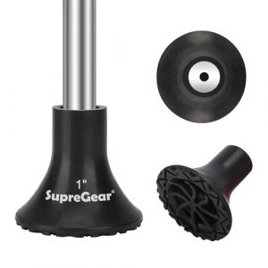 supregear Embout de Canne de Remplacement, Embout de Canne en Caoutchouc Antidérapant Extrême Adhérence 25 mm pour Tous Types de Terrains Accessoire de Canne Pliante Canne Décalée Quad Pod/Tripod (J&D Tech FR, neuf)