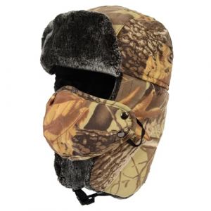 TAGVO Hiver Chapka Camouflage Chapeau de Trappeur Bombardier, Chapeau de Cavalier Oreille Chaude avec Masque Coupe-vent, Chapeau de Chasser Unisexe Ushanka pour Ski en Plein Air (lipsd eu, neuf)