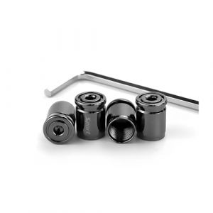 JNNJ 4 Pièces Capuchon de Valve Auto, Bouchons de Valve Antivol, Bouchons Valve Bouchon Pneu Voiture avec Clé, Universel Rechange pour Voitures, VUS, Camions, Motos, Pratique Durable(Noir) (KJHmaoyi, neuf)