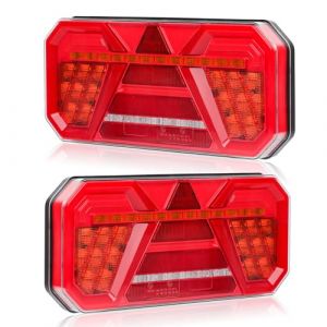 Yuanjoy Kit Feux Arrière LED, 10–30V IP67 Étanche Multifonctionnel Avec Frein, Clignotant, Position, Recul, Anti-Brouillard, Éclairage Plaque Pour Remorques (Yuanjoy, neuf)