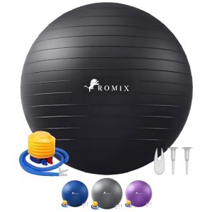 ROMIX Ballon Gym 65 cm, Anti Éclatement Ballon Grossesse avec Pompe Rapide, Anti Dérapant Balles Dexercices Fitness Pour Grossesse Pilates Équilibre Stabilité Gym Bureau Sport Yoga Ball Boule d'assise (ETHER FR, neuf)