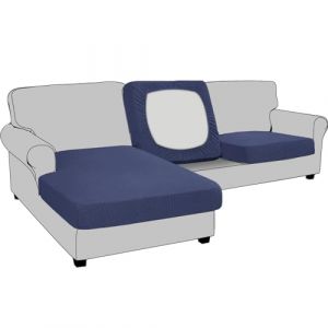 BXFUL Housse de Coussin Extensible de canapé Housse de Protection pour Meubles Housse de siège de canapé Couvre pour Canapé Protege de Meubles Antipoussière (Dossier-Coussin,Bleu Marine) (ZIQIONG, neuf)