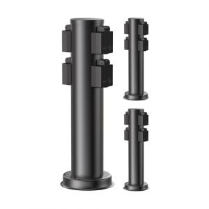 ledscom.de 3 pièces Colonne de Prises de Courant de Jardin PORU pour l'extérieur, IP44, 4X, Acier Inoxydable, Noir, Rond, 39 cm (LEDs Com GmbH, neuf)