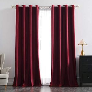 MIULEE Rideaux Velours Bordeaux 117x228 CM Lot de 2, Luxurious Doux Semi-occultant Rideau à Oeillets, Rideau Thermique Isolant Anti Chaleur Velours pour Chambre, Opaque Rideaux Salon Moderne (MIULEE HOME, neuf)