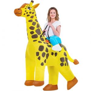 JASHKE Costume Girafe Gonflable pour Adultes D&eacute;guisement Girafe Chevaucher Costumes gonflables D&eacute;guisement d'Halloween Carnaval No&euml;l (JASHKE, neuf)