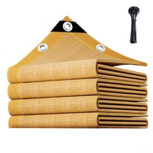 SUEBAIHUO Brise Vue Balcon Taille personnalis&eacute;e Filet D'Ombrage Protection UV Opaque R&eacute;sistant aux Contre Vent avec Trous et Serre C&acirc;bles (poly&eacute;thyl&egrave;ne 160 g/m&sup2;, Jaune fonc&eacute;) (SUEBAIHUO, neuf)